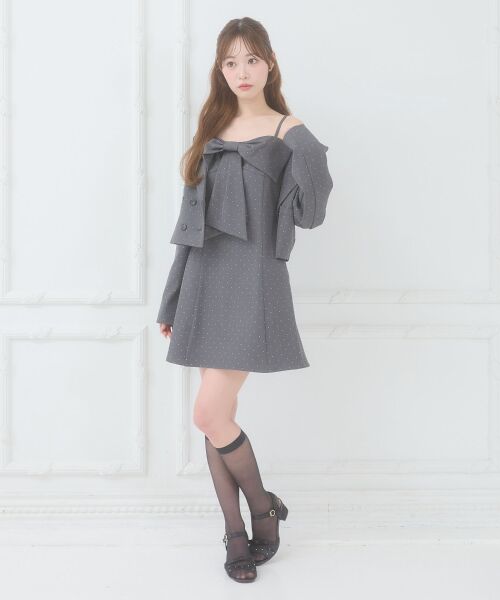 MAJESTIC LEGON / マジェスティックレゴン ミニ丈・ひざ丈ワンピース | キラメキリボンミニキャミワンピ | 詳細1