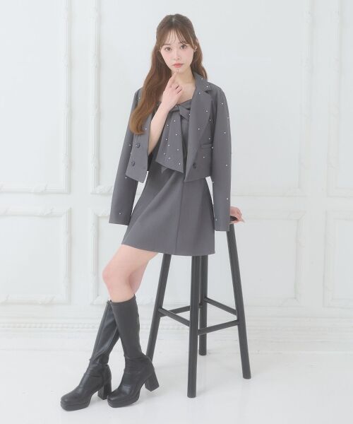 MAJESTIC LEGON / マジェスティックレゴン ミニ丈・ひざ丈ワンピース | キラメキリボンミニキャミワンピ | 詳細3