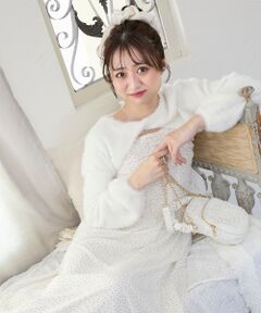 MAJESTIC LEGON / マジェスティックレゴン ミニ丈・ひざ丈ワンピース | シャギーボレロ×キャミワンピセット