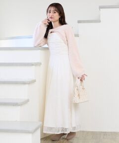 MAJESTIC LEGON / マジェスティックレゴン ミニ丈・ひざ丈ワンピース | シャギーボレロ×キャミワンピセット