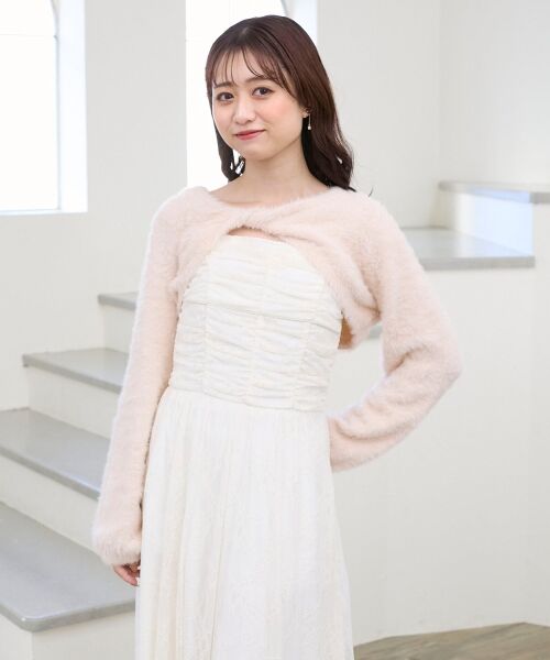 MAJESTIC LEGON / マジェスティックレゴン ミニ丈・ひざ丈ワンピース | シャギーボレロ×キャミワンピセット | 詳細13