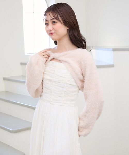 MAJESTIC LEGON / マジェスティックレゴン ミニ丈・ひざ丈ワンピース | シャギーボレロ×キャミワンピセット | 詳細14