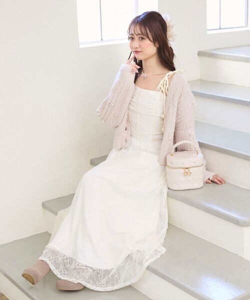 MAJESTIC LEGON / マジェスティックレゴン ミニ丈・ひざ丈ワンピース | シャギーボレロ×キャミワンピセット | 詳細17