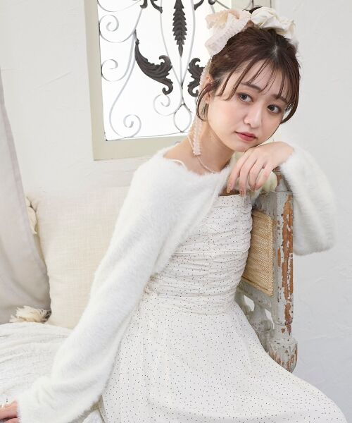 MAJESTIC LEGON / マジェスティックレゴン ミニ丈・ひざ丈ワンピース | シャギーボレロ×キャミワンピセット | 詳細2