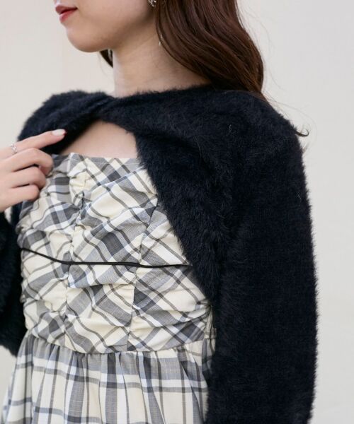 MAJESTIC LEGON / マジェスティックレゴン ミニ丈・ひざ丈ワンピース | シャギーボレロ×キャミワンピセット | 詳細21