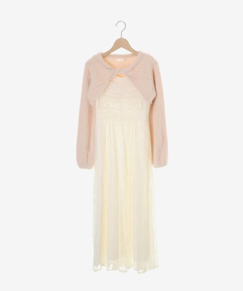 MAJESTIC LEGON / マジェスティックレゴン ミニ丈・ひざ丈ワンピース | シャギーボレロ×キャミワンピセット | 詳細26