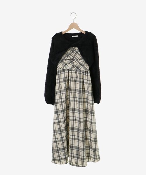 MAJESTIC LEGON / マジェスティックレゴン ミニ丈・ひざ丈ワンピース | シャギーボレロ×キャミワンピセット | 詳細27