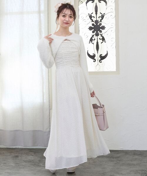 MAJESTIC LEGON / マジェスティックレゴン ミニ丈・ひざ丈ワンピース | シャギーボレロ×キャミワンピセット | 詳細3