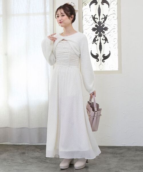 MAJESTIC LEGON / マジェスティックレゴン ミニ丈・ひざ丈ワンピース | シャギーボレロ×キャミワンピセット | 詳細4