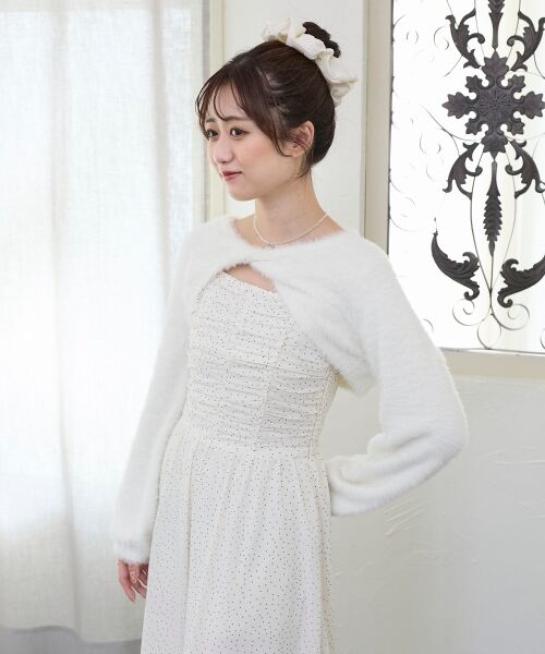 MAJESTIC LEGON / マジェスティックレゴン ミニ丈・ひざ丈ワンピース | シャギーボレロ×キャミワンピセット | 詳細7