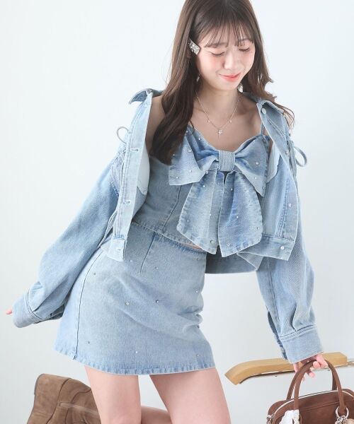 MAJESTIC LEGON / マジェスティックレゴン Gジャン・デニムジャケット | ビジューリボンGジャン | 詳細19