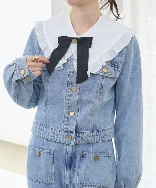 MAJESTIC LEGON / マジェスティックレゴン Gジャン・デニムジャケット | フリルカラー＆ブローチセットGジャン | 詳細10