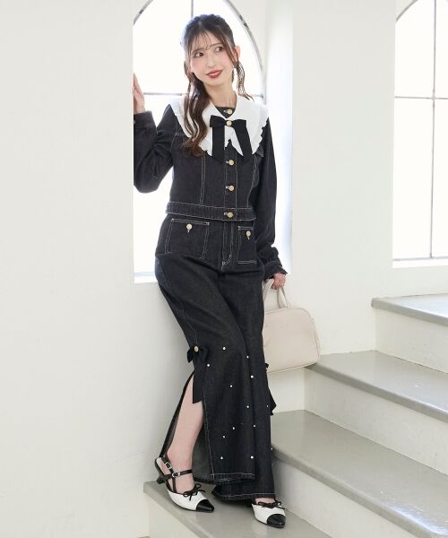 MAJESTIC LEGON / マジェスティックレゴン Gジャン・デニムジャケット | フリルカラー＆ブローチセットGジャン | 詳細12