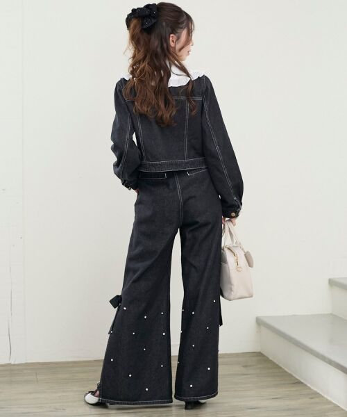 MAJESTIC LEGON / マジェスティックレゴン Gジャン・デニムジャケット | フリルカラー＆ブローチセットGジャン | 詳細14