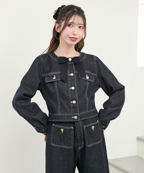 MAJESTIC LEGON / マジェスティックレゴン Gジャン・デニムジャケット | フリルカラー＆ブローチセットGジャン | 詳細20