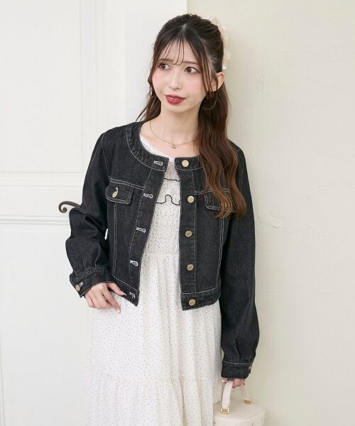 MAJESTIC LEGON / マジェスティックレゴン Gジャン・デニムジャケット | フリルカラー＆ブローチセットGジャン | 詳細23