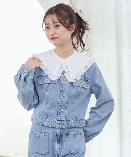 MAJESTIC LEGON / マジェスティックレゴン Gジャン・デニムジャケット | フリルカラー＆ブローチセットGジャン | 詳細6