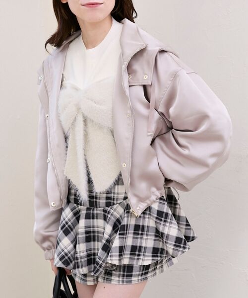 MAJESTIC LEGON / マジェスティックレゴン ブルゾン | サテンショートフードブルゾン | 詳細12