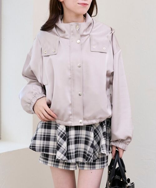 MAJESTIC LEGON / マジェスティックレゴン ブルゾン | サテンショートフードブルゾン | 詳細15