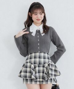 MAJESTIC LEGON / マジェスティックレゴン カーディガン・ボレロ | リボンレース襟ニットカーディガン