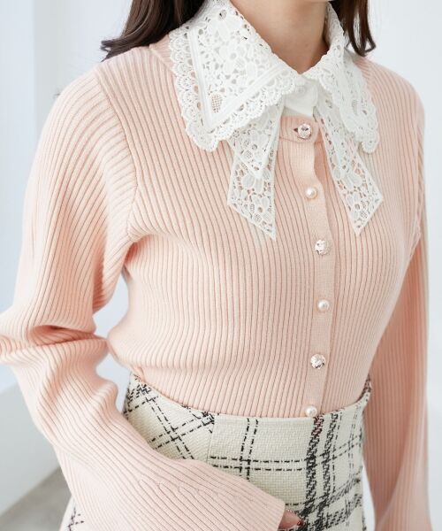 MAJESTIC LEGON / マジェスティックレゴン カーディガン・ボレロ | リボンレース襟ニットカーディガン | 詳細11