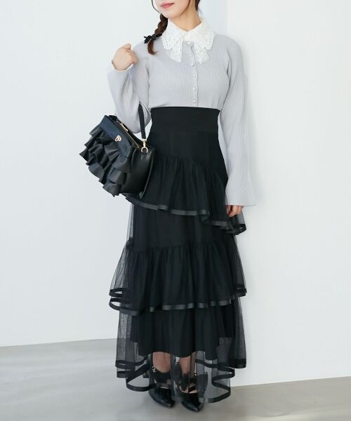 MAJESTIC LEGON / マジェスティックレゴン カーディガン・ボレロ | リボンレース襟ニットカーディガン | 詳細12