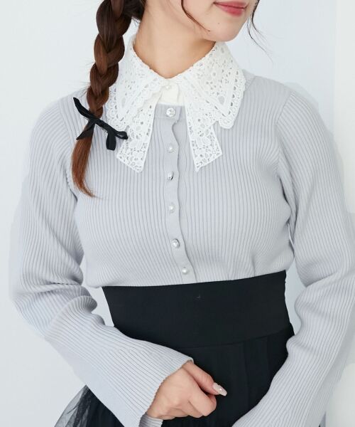 MAJESTIC LEGON / マジェスティックレゴン カーディガン・ボレロ | リボンレース襟ニットカーディガン | 詳細13
