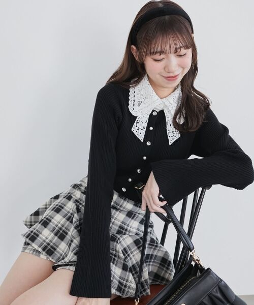 MAJESTIC LEGON / マジェスティックレゴン カーディガン・ボレロ | リボンレース襟ニットカーディガン | 詳細20