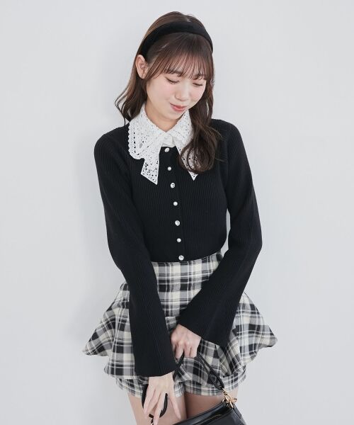 MAJESTIC LEGON / マジェスティックレゴン カーディガン・ボレロ | リボンレース襟ニットカーディガン | 詳細21