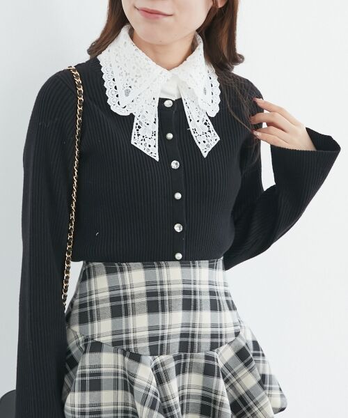 MAJESTIC LEGON / マジェスティックレゴン カーディガン・ボレロ | リボンレース襟ニットカーディガン | 詳細25