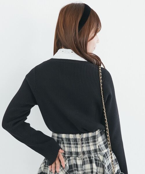 MAJESTIC LEGON / マジェスティックレゴン カーディガン・ボレロ | リボンレース襟ニットカーディガン | 詳細27