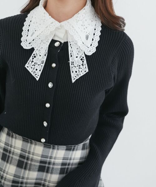 MAJESTIC LEGON / マジェスティックレゴン カーディガン・ボレロ | リボンレース襟ニットカーディガン | 詳細28