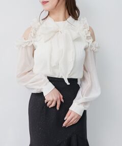 MAJESTIC LEGON / マジェスティックレゴン ニット・セーター | リボンセットシアーフリルニット