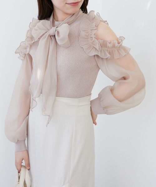 MAJESTIC LEGON / マジェスティックレゴン ニット・セーター | リボンセットシアーフリルニット | 詳細12