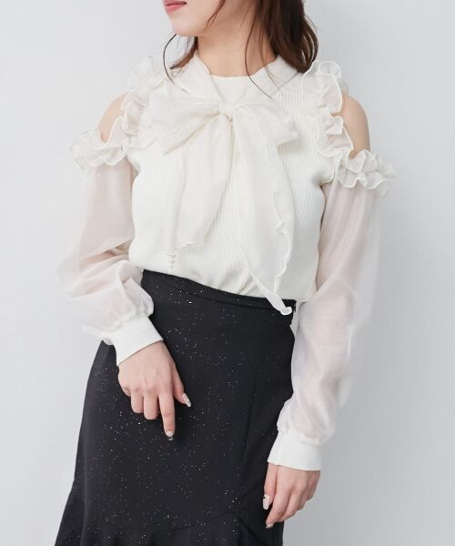 MAJESTIC LEGON / マジェスティックレゴン ニット・セーター | リボンセットシアーフリルニット | 詳細5