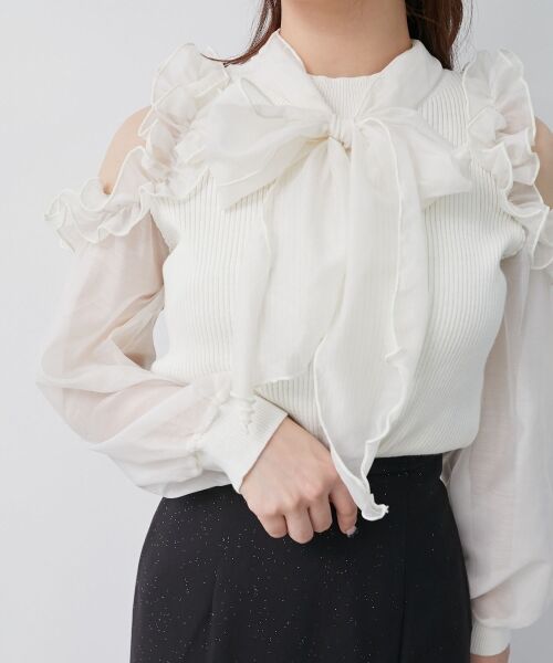 MAJESTIC LEGON / マジェスティックレゴン ニット・セーター | リボンセットシアーフリルニット | 詳細7