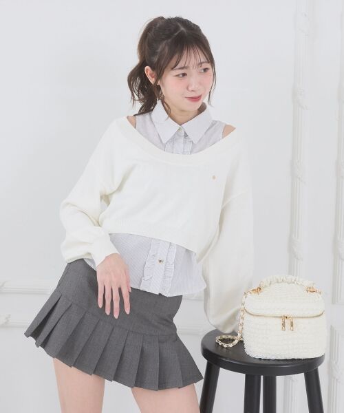 MAJESTIC LEGON / マジェスティックレゴン ニット・セーター | フリルノースリシャツセットニット（アイボリー）