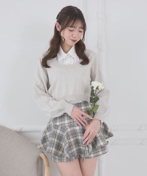 MAJESTIC LEGON / マジェスティックレゴン ニット・セーター | フリルノースリシャツセットニット（ベージュ）