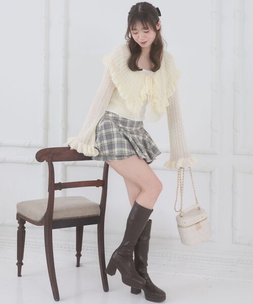 MAJESTIC LEGON / マジェスティックレゴン カーディガン・ボレロ | キャミセットビッグカラーフリルカーデ | 詳細1