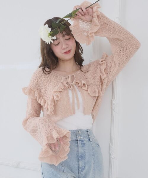 MAJESTIC LEGON / マジェスティックレゴン カーディガン・ボレロ | キャミセットビッグカラーフリルカーデ | 詳細10