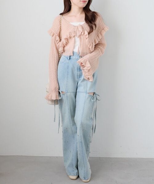 MAJESTIC LEGON / マジェスティックレゴン カーディガン・ボレロ | キャミセットビッグカラーフリルカーデ | 詳細11