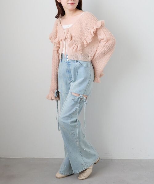 MAJESTIC LEGON / マジェスティックレゴン カーディガン・ボレロ | キャミセットビッグカラーフリルカーデ | 詳細12