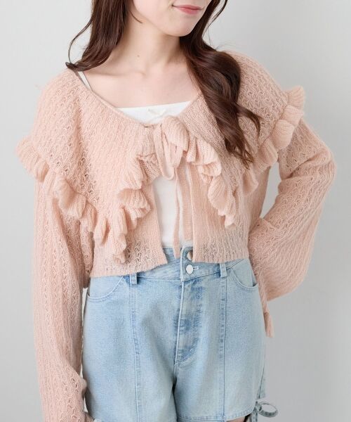 MAJESTIC LEGON / マジェスティックレゴン カーディガン・ボレロ | キャミセットビッグカラーフリルカーデ | 詳細13