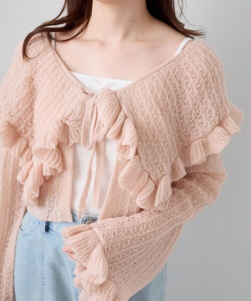 MAJESTIC LEGON / マジェスティックレゴン カーディガン・ボレロ | キャミセットビッグカラーフリルカーデ | 詳細15