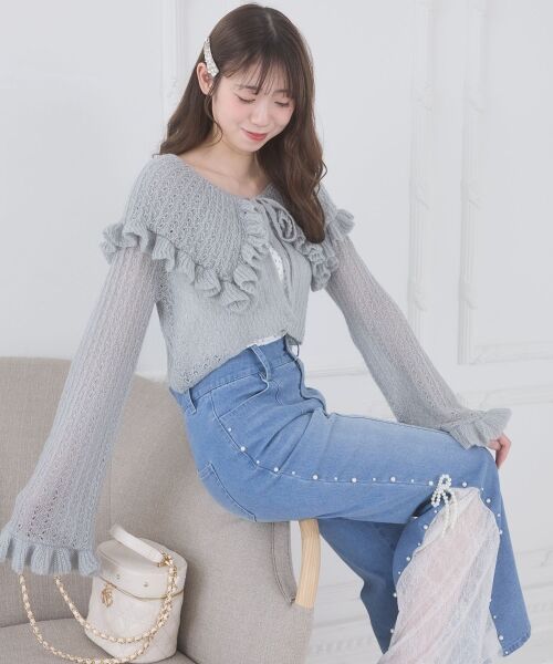 MAJESTIC LEGON / マジェスティックレゴン カーディガン・ボレロ | キャミセットビッグカラーフリルカーデ | 詳細17