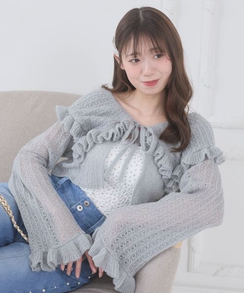 MAJESTIC LEGON / マジェスティックレゴン カーディガン・ボレロ | キャミセットビッグカラーフリルカーデ | 詳細18