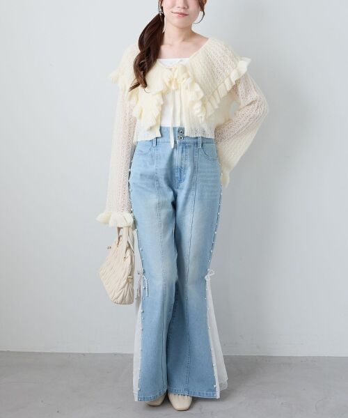 MAJESTIC LEGON / マジェスティックレゴン カーディガン・ボレロ | キャミセットビッグカラーフリルカーデ | 詳細2