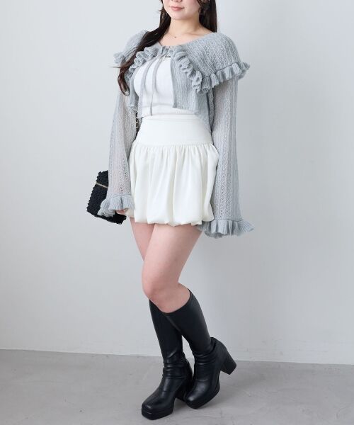 MAJESTIC LEGON / マジェスティックレゴン カーディガン・ボレロ | キャミセットビッグカラーフリルカーデ | 詳細20