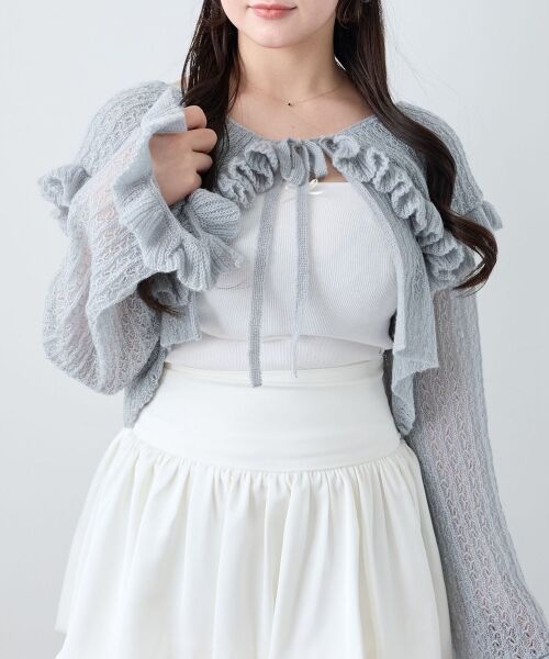 MAJESTIC LEGON / マジェスティックレゴン カーディガン・ボレロ | キャミセットビッグカラーフリルカーデ | 詳細22