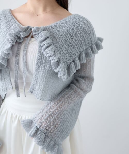 MAJESTIC LEGON / マジェスティックレゴン カーディガン・ボレロ | キャミセットビッグカラーフリルカーデ | 詳細25